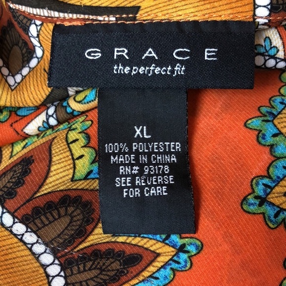 Grace The Perfect Fit Boho Paisley Balloon Sleeve Keyhole Blouse Size XL… - Picture 9 of 10